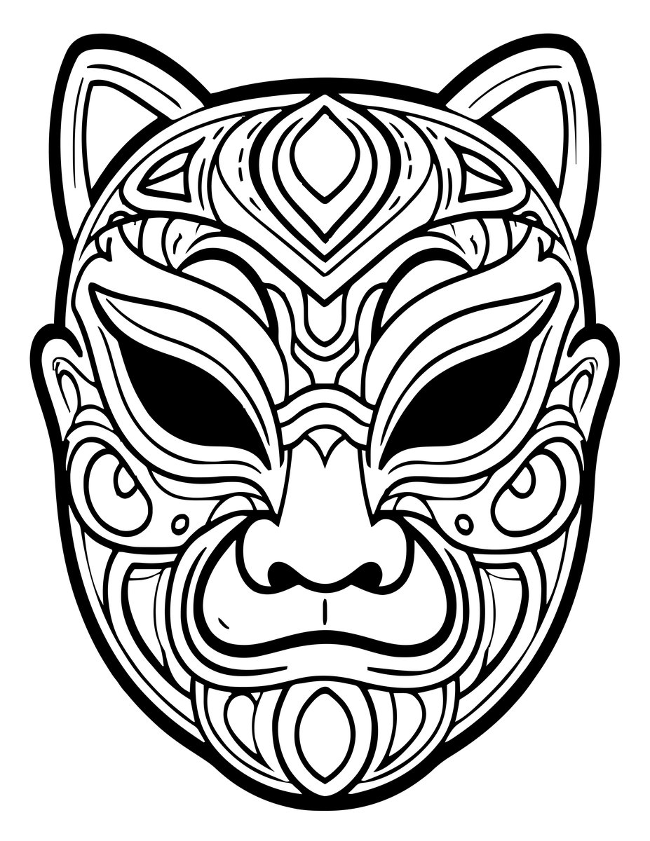 Pende Mbuya Mask - free printable coloring page