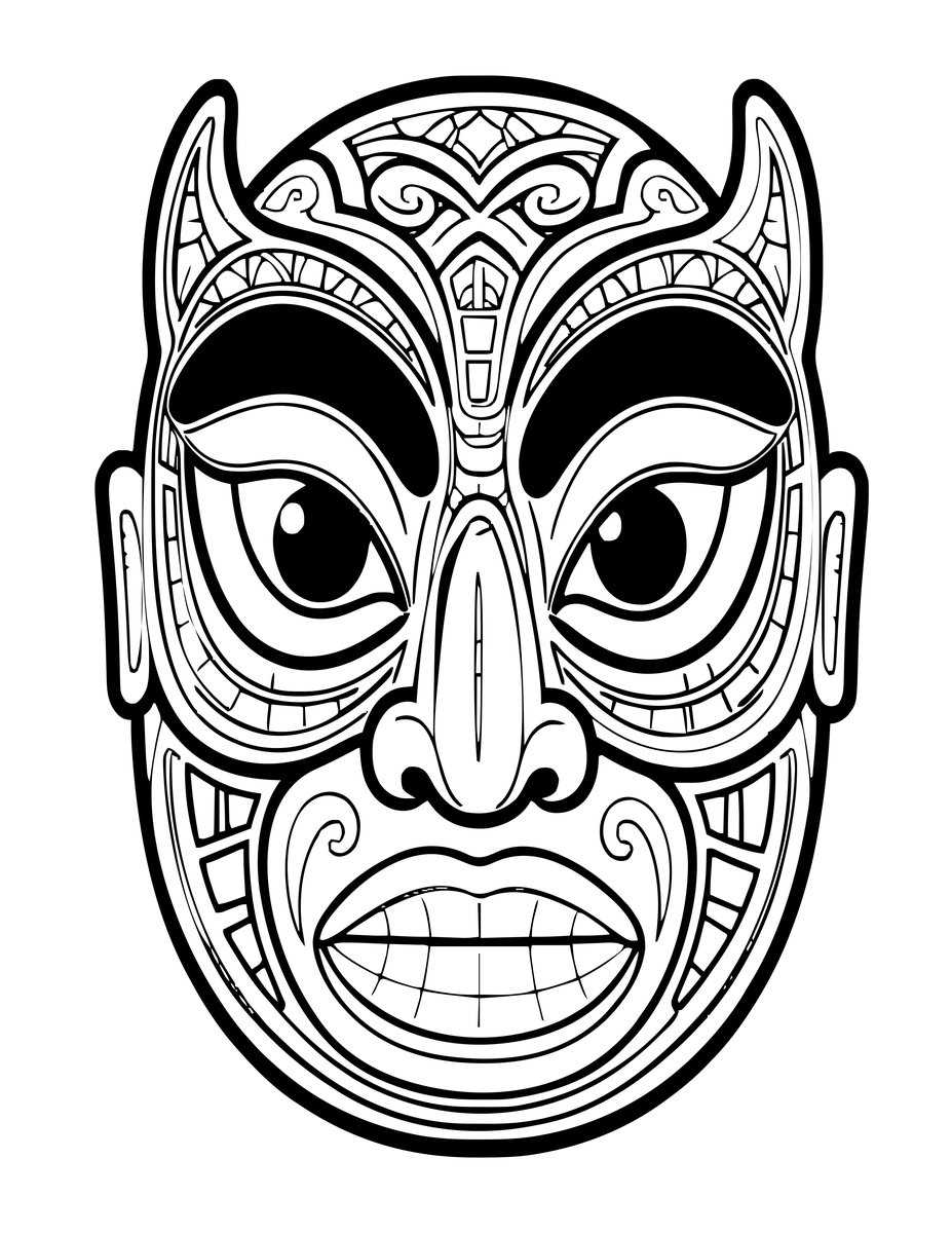 Haida Totem Face - free printable coloring page