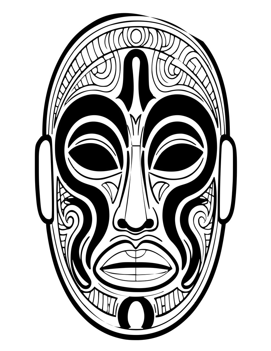 Sepik River Mask - free printable coloring page