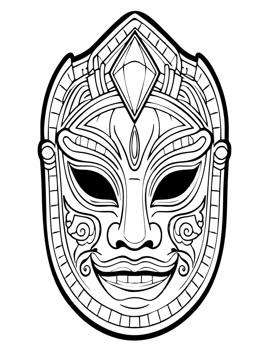 Punu Mukudj Mask - free printable coloring page