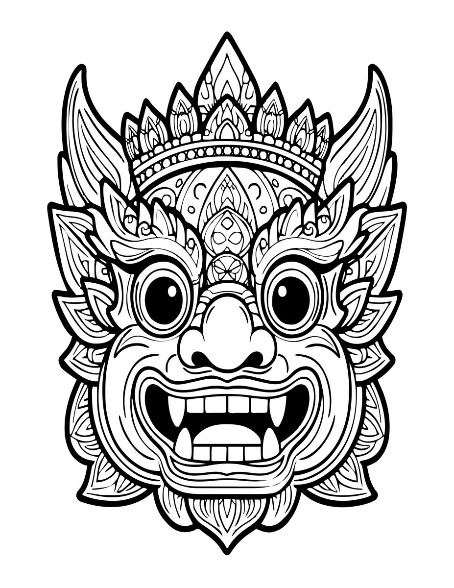 Balinese Barong - free printable coloring page