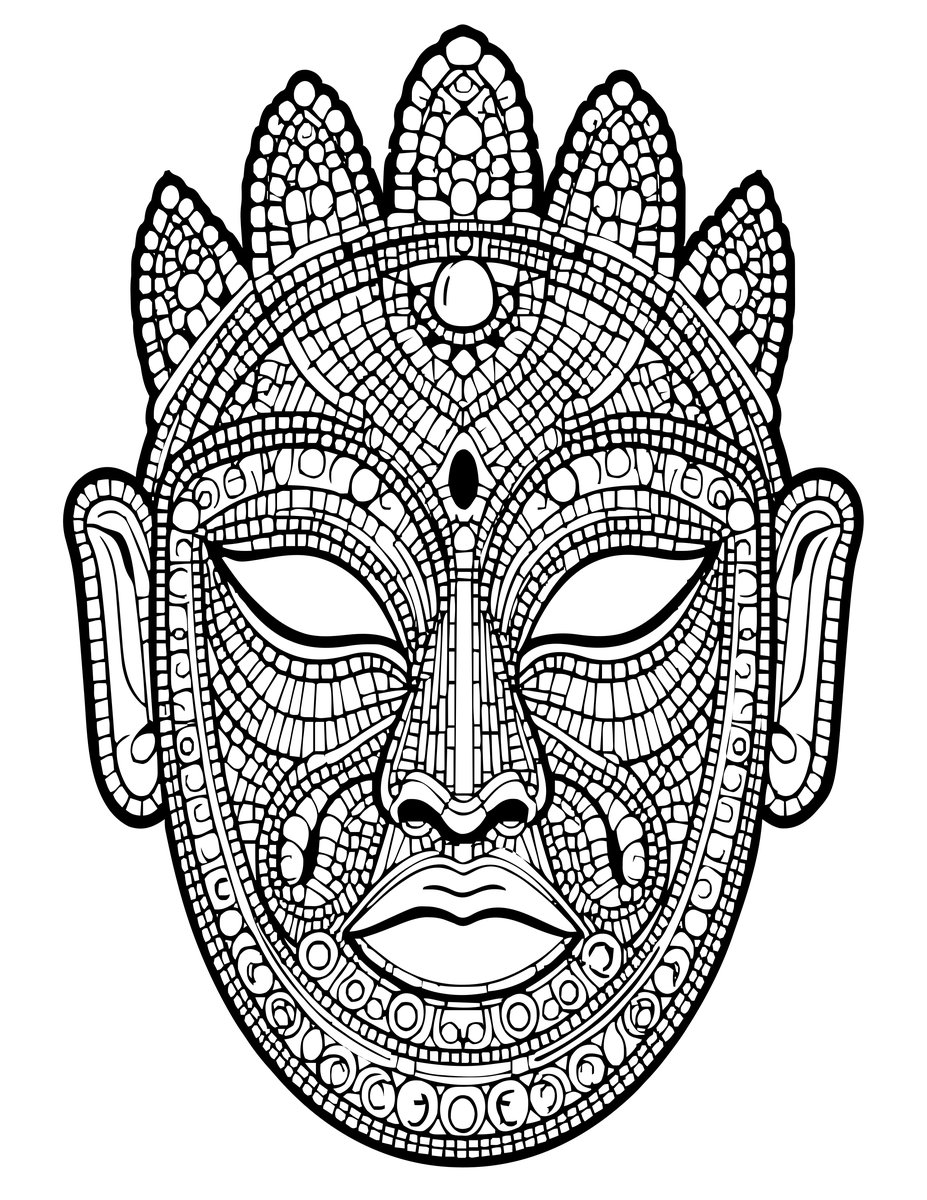 Kuba Kingdom Mask - free printable coloring page