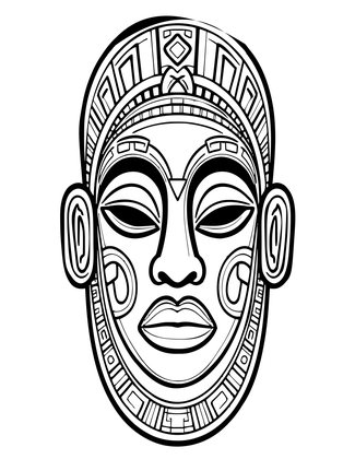 African Spirit Mask - Free printable coloring page