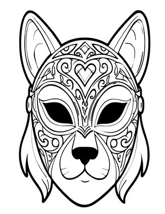 Fang Ngil Mask - Free printable coloring page