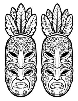 Yup'ik Finger Mask - Free printable coloring page