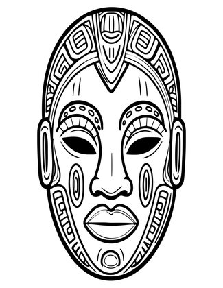 Makonde Helmet Mask - Free printable coloring page