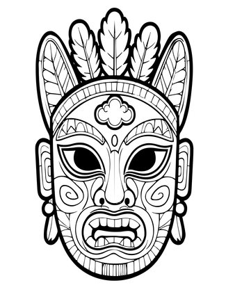 Hopi Kachina Mask - Free printable coloring page