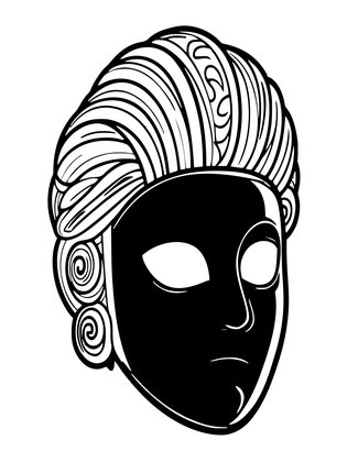 Sande Society Mask - Free printable coloring page
