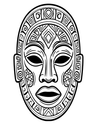 Ibibio Ekpo Mask - Free printable coloring page