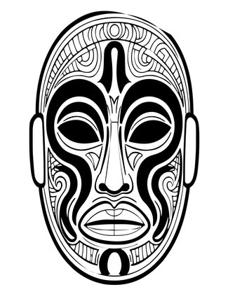 Sepik River Mask - Free printable coloring page