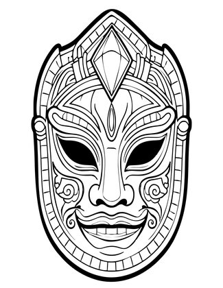 Punu Mukudj Mask - Free printable coloring page
