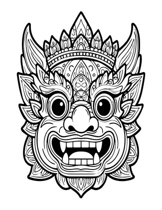 Balinese Barong - Free printable coloring page