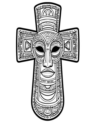 Dogon Kanaga Mask - Free printable coloring page