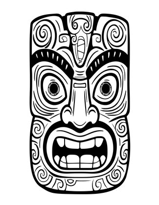 Maori Tiki Face - Free printable coloring page