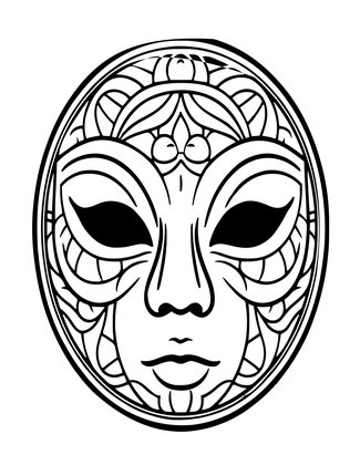 West African Dan Mask - Free printable coloring page