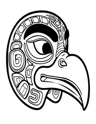 Tlingit Raven Mask - Free printable coloring page