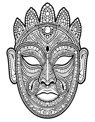 Kuba Kingdom Mask - Free printable coloring page
