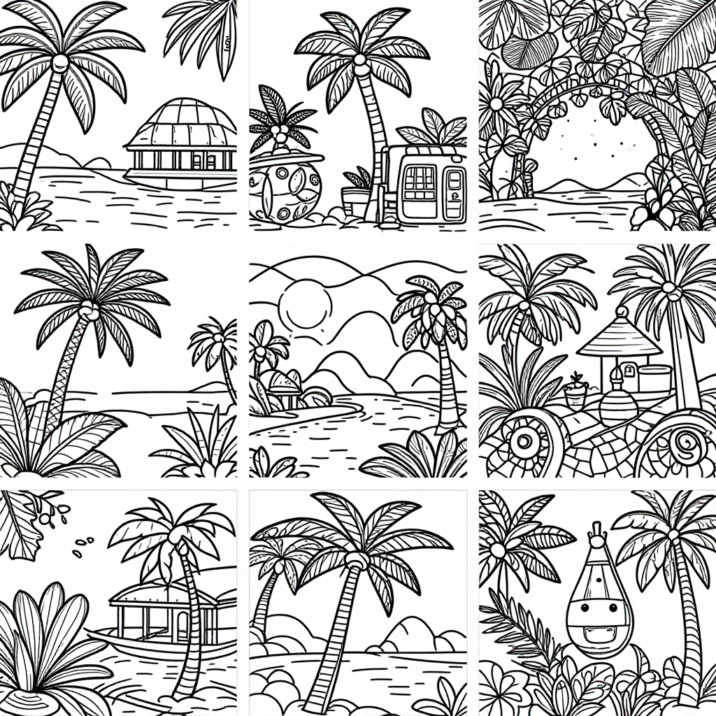 Tropical Paradise coloring pages collection - 40 free printable pages