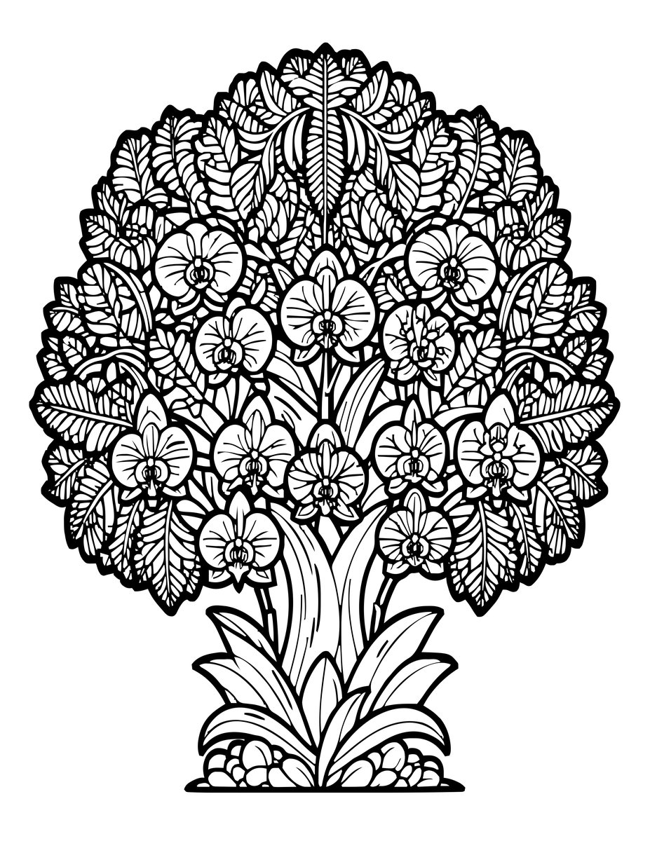 Orchid Tree - free printable coloring page