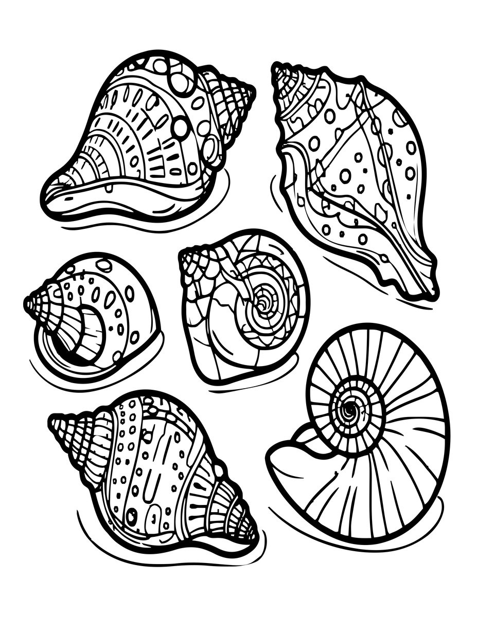 Shell Collection - free printable coloring page