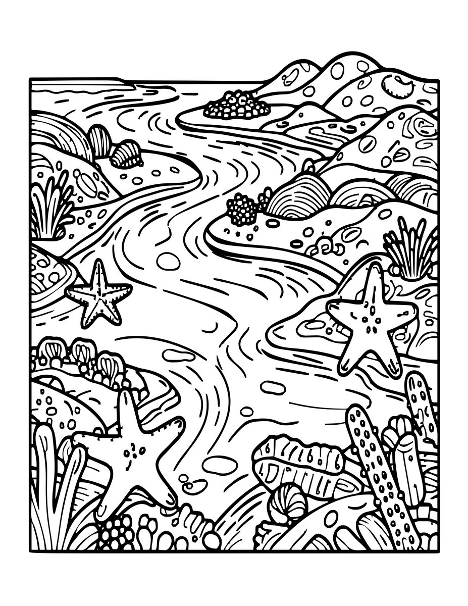 Tidal Flats - free printable coloring page