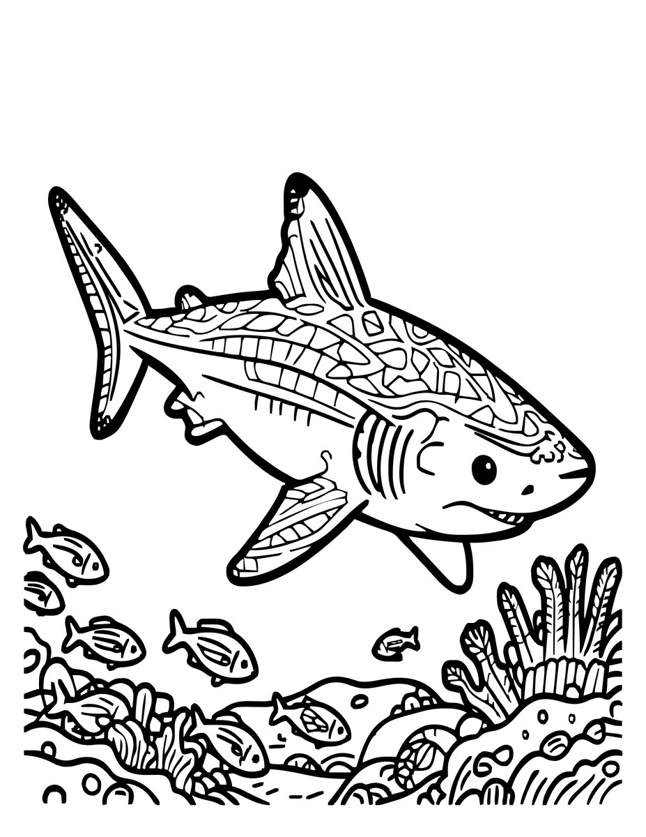 Reef Shark - free printable coloring page