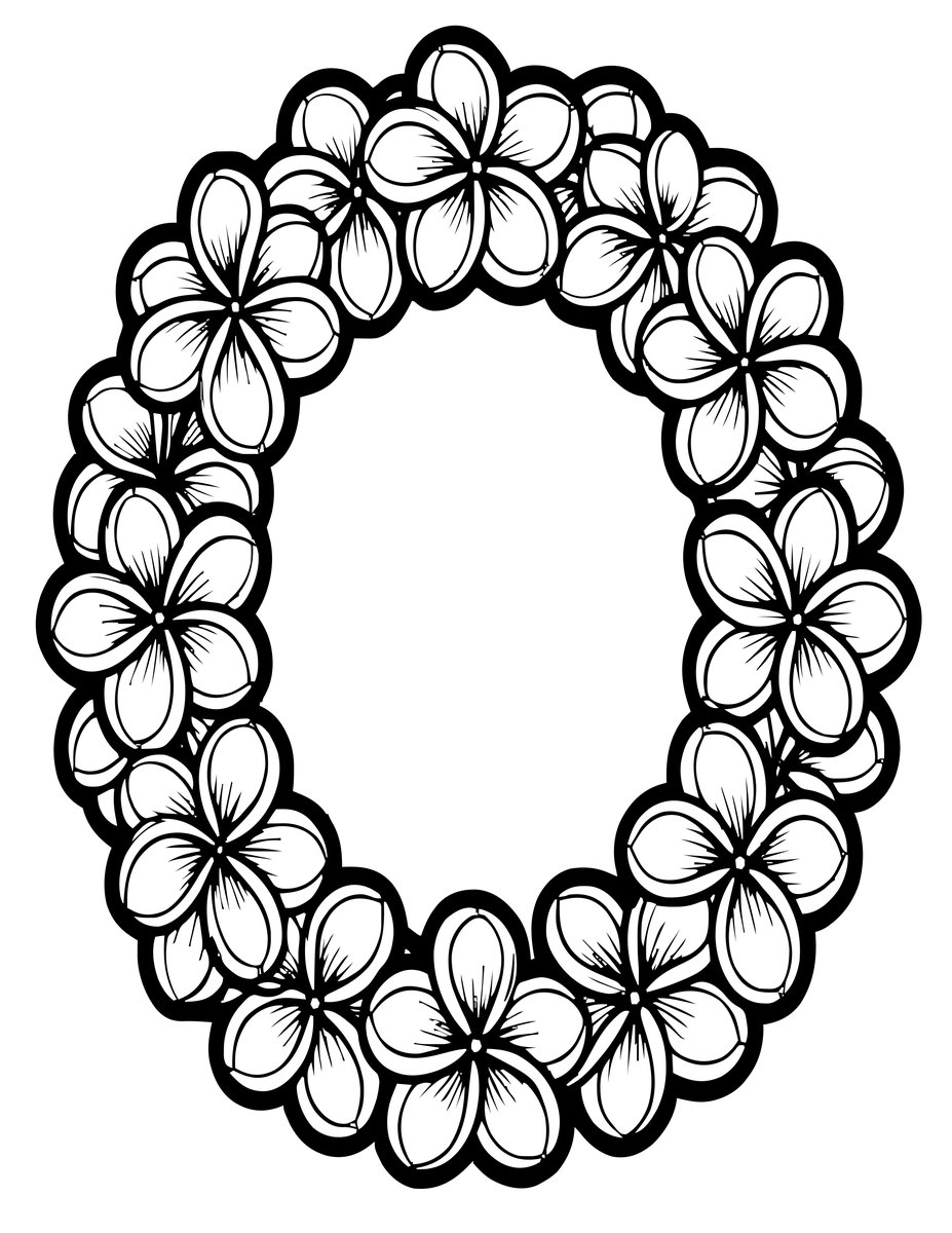 Plumeria Lei - free printable coloring page