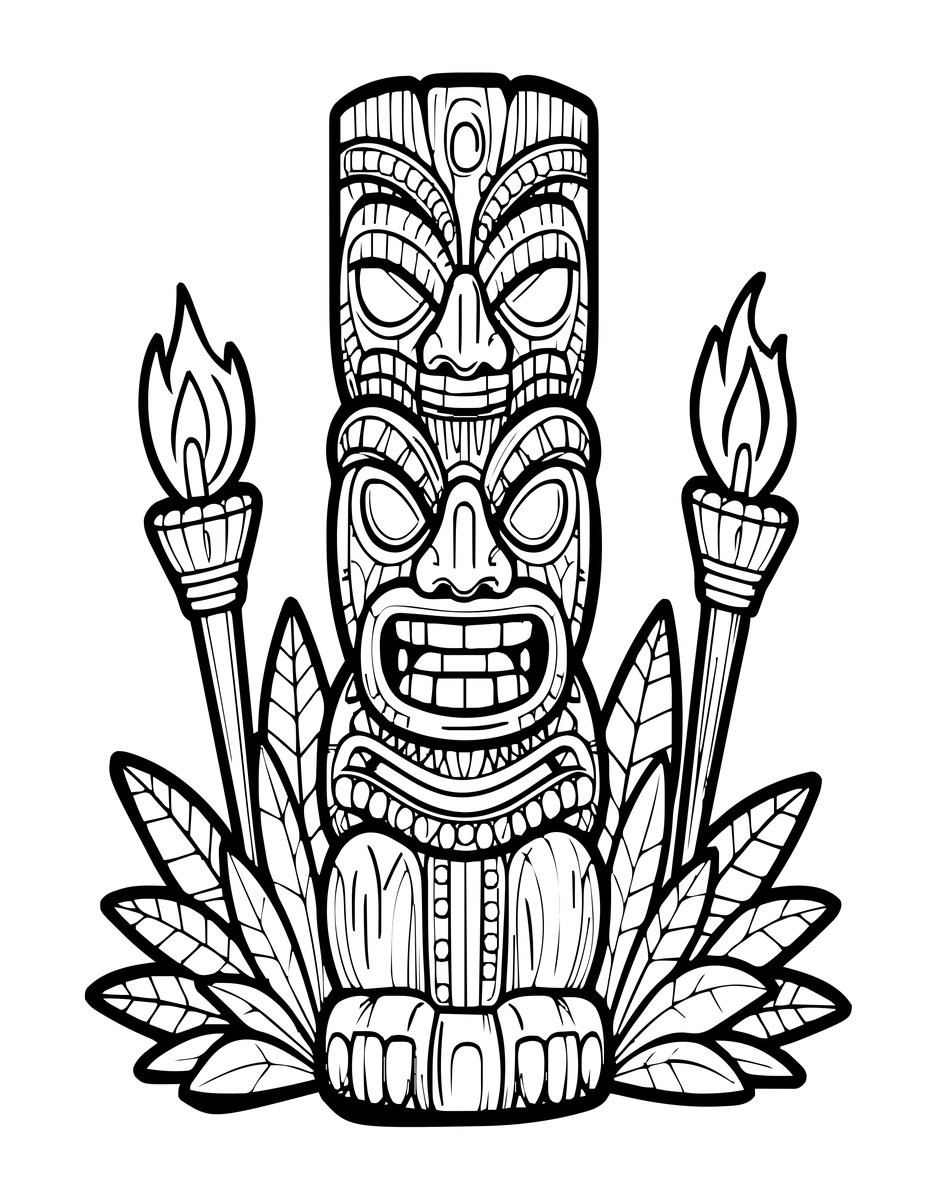 Tiki Totem - free printable coloring page