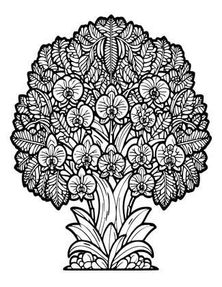 Orchid Tree - Free printable coloring page