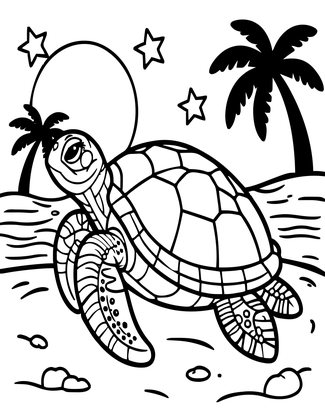 Sea Turtle Beach - Free printable coloring page