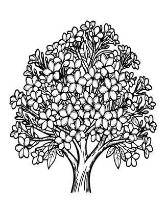 Frangipani Tree - Free printable coloring page