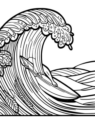 Surfing Wave - Free printable coloring page