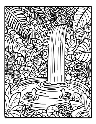 Jungle Waterhole - Free printable coloring page