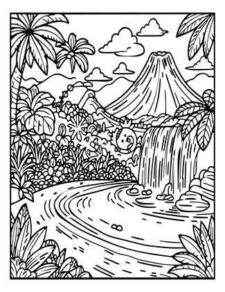 Paradise Panorama - Free printable coloring page