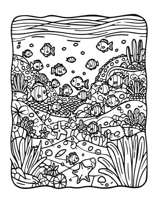 Coral Reef Shore - Free printable coloring page