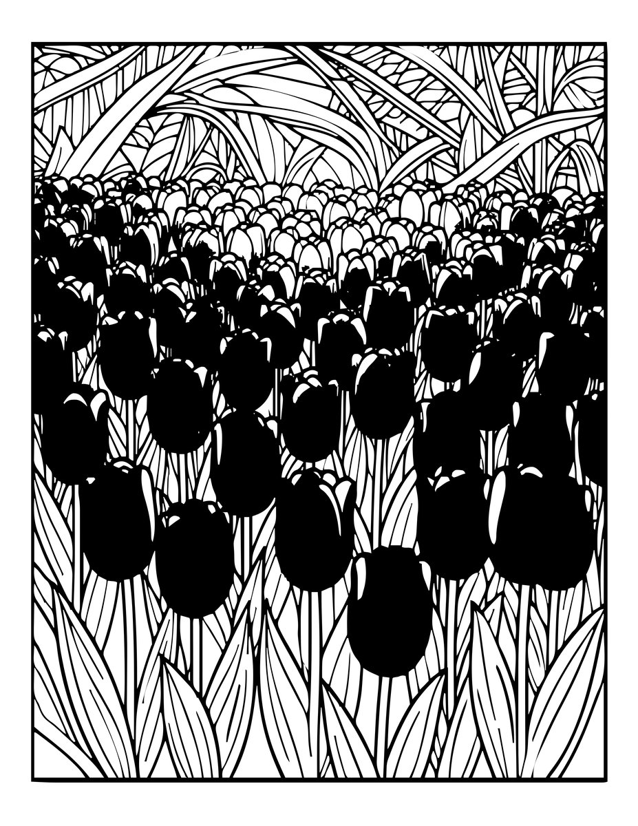 Tulip at Sunrise - free printable coloring page