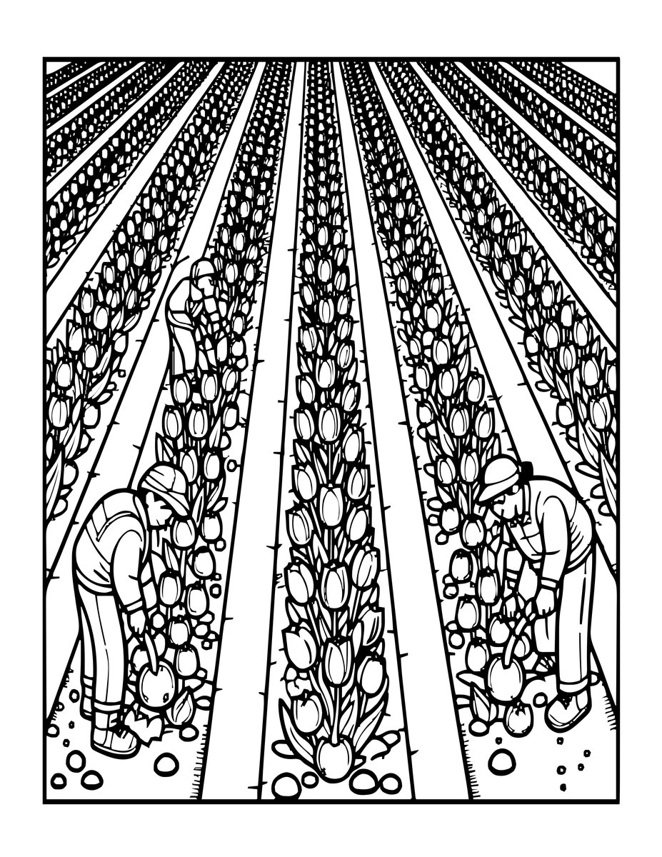 Bulb Planting - free printable coloring page