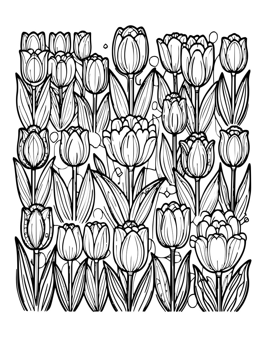 Tulip Varieties - free printable coloring page