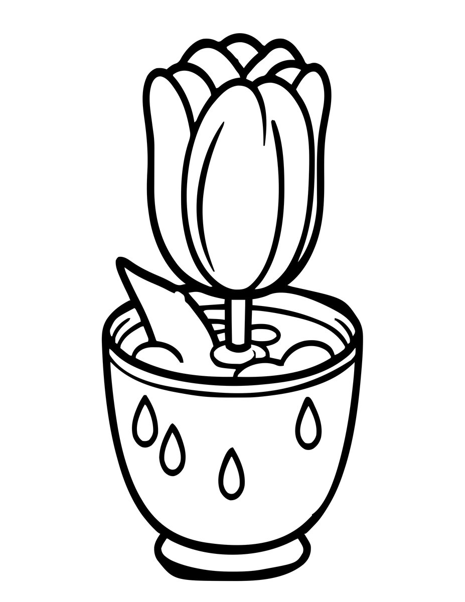 Tulip in Rain - free printable coloring page