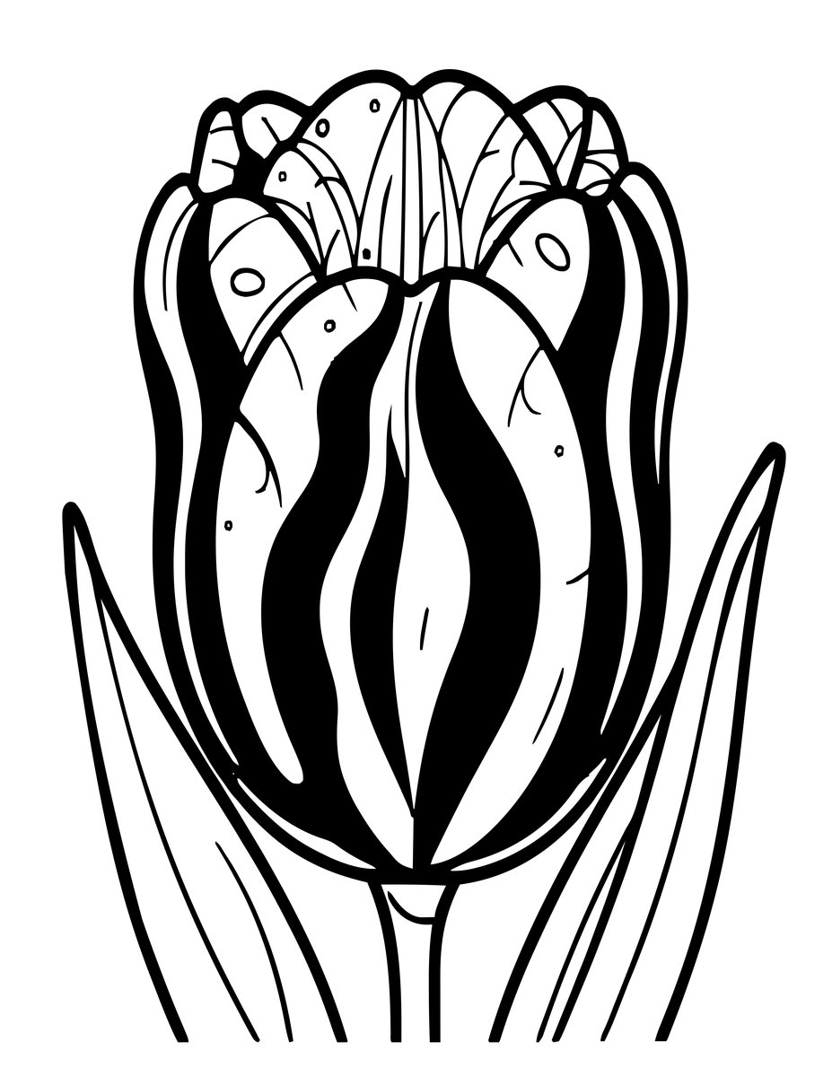Striped Tulip - free printable coloring page