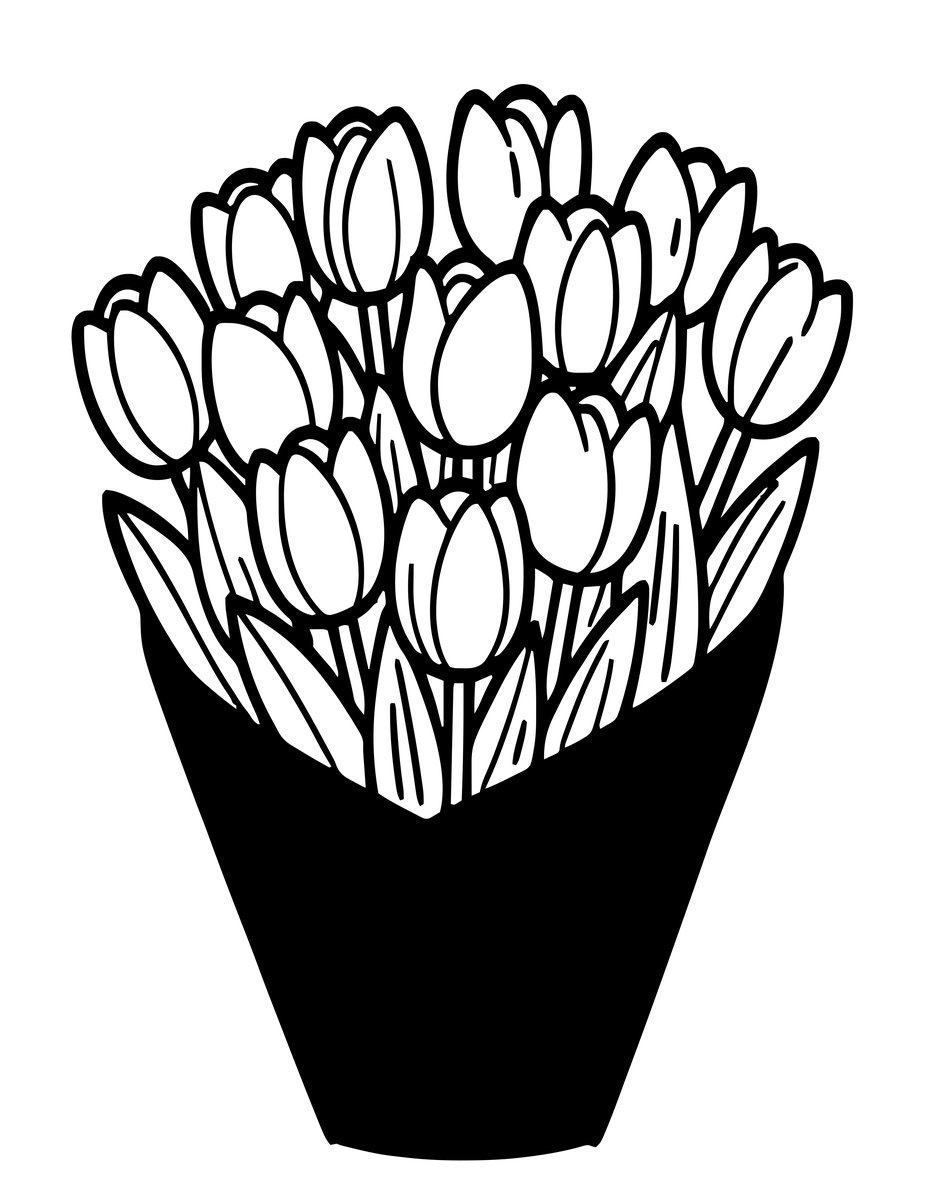 Tulip Bouquet - free printable coloring page