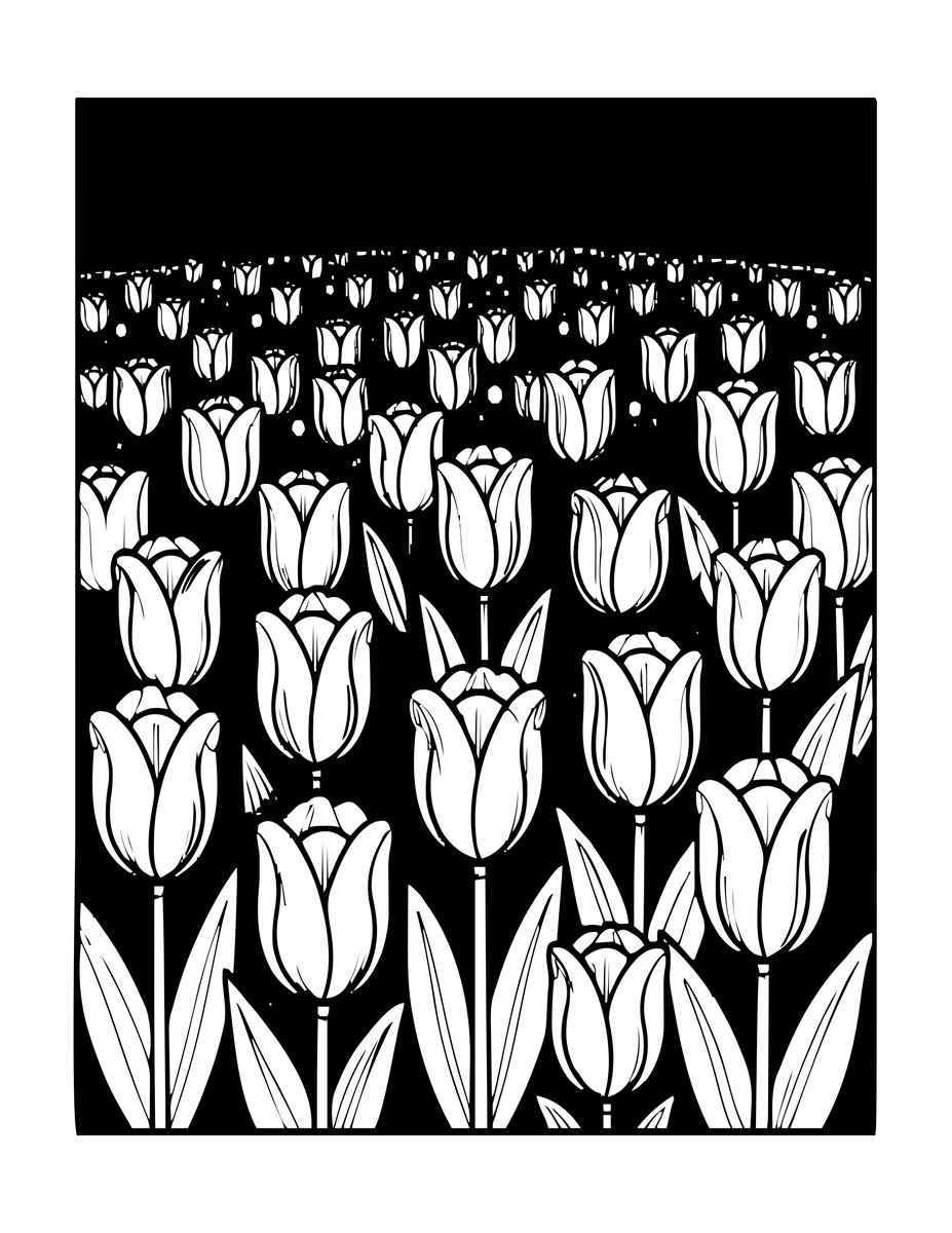 Tulip at Twilight - free printable coloring page