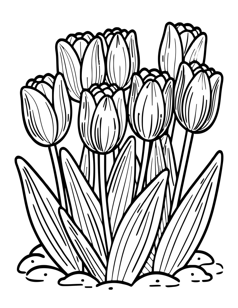 Tulip and Frost - free printable coloring page
