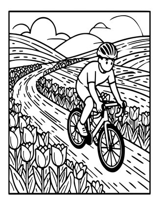 Tulip and Bicycle - Free printable coloring page