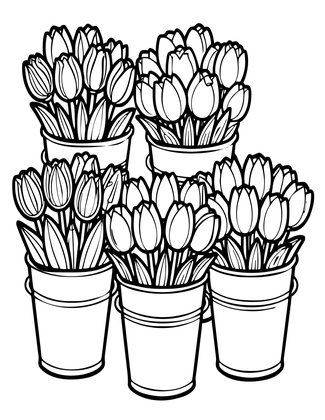 Tulip Market - Free printable coloring page