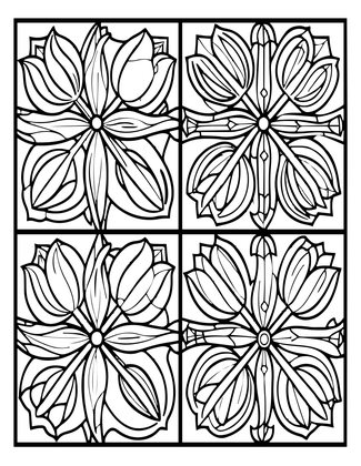 Tulip Mosaic - Free printable coloring page