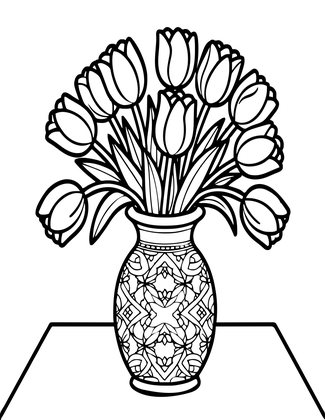Tulip in Vase - Free printable coloring page