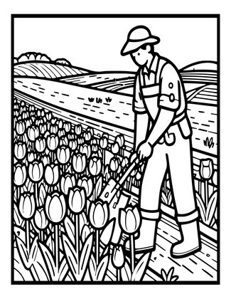 Tulip Picker - Free printable coloring page