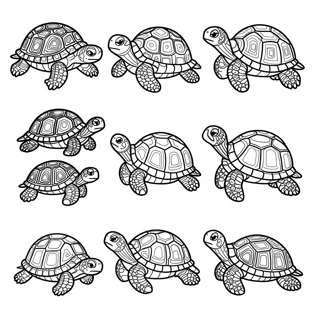 Turtles Tortoises coloring pages collection - 30 free printable pages