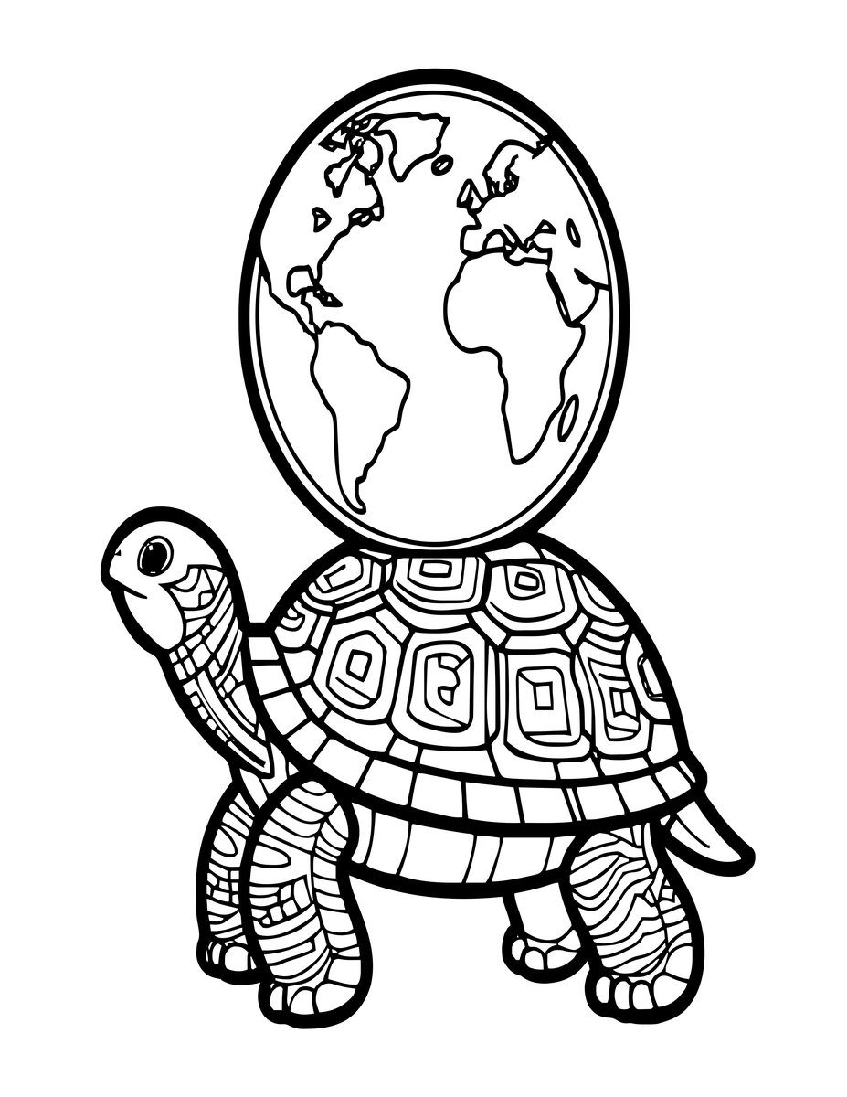 World Turtle - free printable coloring page